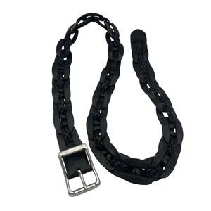 Ralph Lauren Men's Vintage Black Leather Chain Link Belt Size XL`